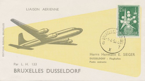 Belgien flugpost 1958 - flugpost,