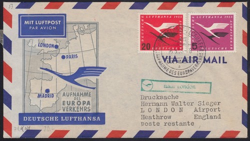 Brd flug beleg - 16.05.1955, mif